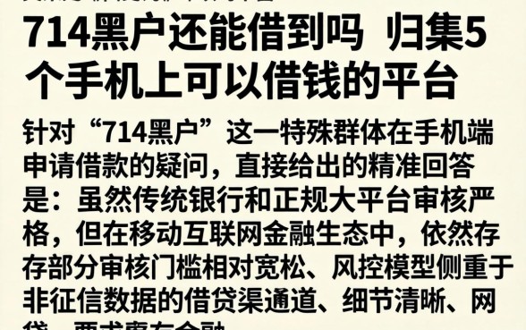 714黑户还能借到吗，归集5个手机上可以借钱的平台