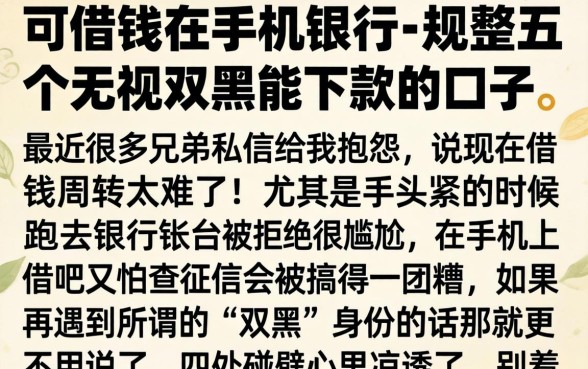 可借钱的手机银行，规整五个无视双黑能下款的口子
