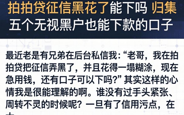 拍拍贷征信黑花了能下吗，归集五个无视黑户也能下款的口子