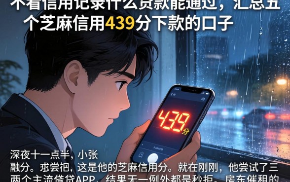 不看信用记录什么贷款能通过，汇总五个芝麻信用439分下款的口子
