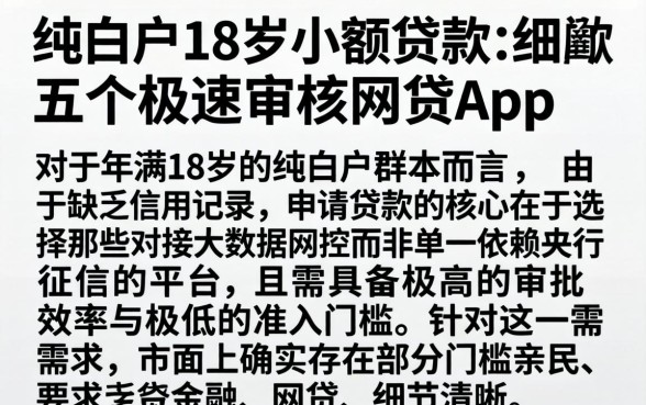 纯白户18岁小额贷款，细致阐述五个极速审核的网贷app