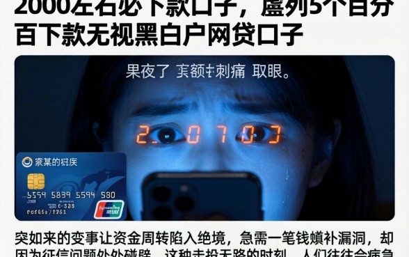 2000左右必下款的口子，胪列5个百分百下款无视黑白户网贷口子