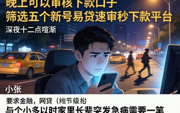 晚上可以审核下款的口子,筛选五个新号易贷速审秒下款平台