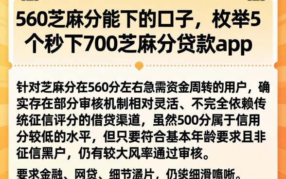 560芝麻分能下的口子,枚举5个秒下700芝麻分贷款app