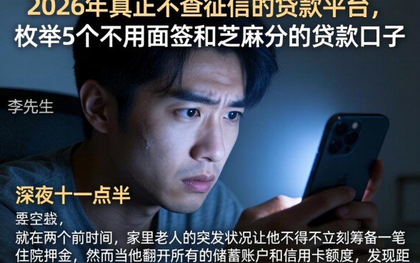 2026 年真正不查征信的贷款平台，枚举5个不用面签和芝麻分的贷款口子