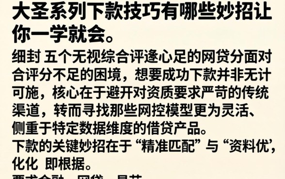 大圣系列下款技巧有哪些妙招让你一学就会，细致阐述五个无视综合评分不足的网贷