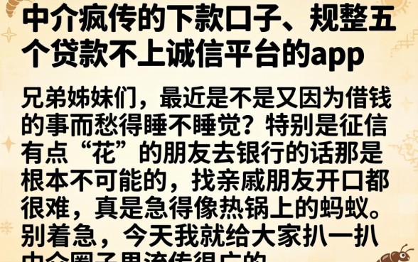 中介疯传的下款口子，规整五个贷款不上诚信平台的app