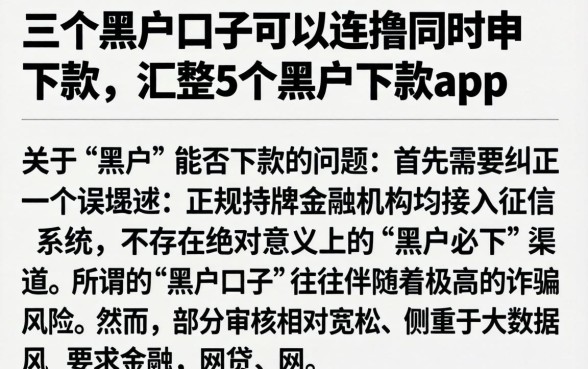 三个黑户口子可以连撸同时申下款,汇整5个黑户下款app
