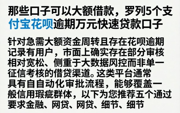 那些口子可以大额借款，罗列5个支付宝花呗逾期万元快速贷款口子