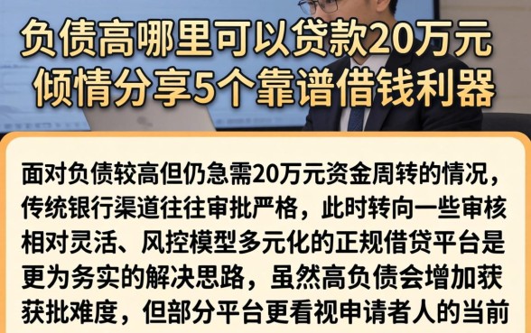 负债高哪里可以贷款20万元，倾情分享5个靠谱借钱利器