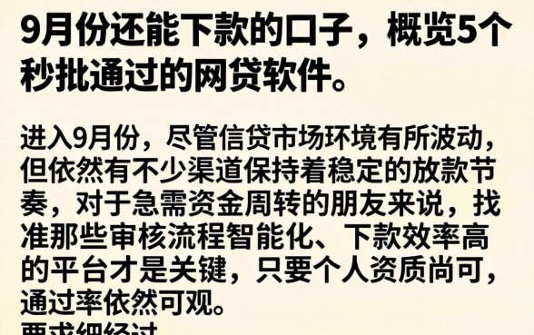 9月份还能下款的口子，概览5个秒批通过的网贷软件