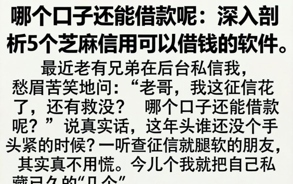 哪个口子还能借款呢，深入剖析5个芝麻信用可以借钱的软件