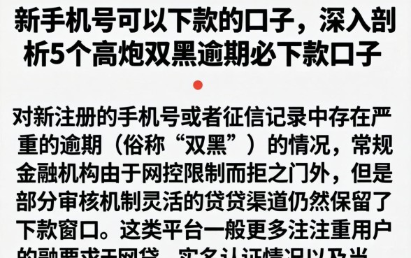 新手机号可以下款的口子，深入剖析5个高炮双黑逾期必下款口子
