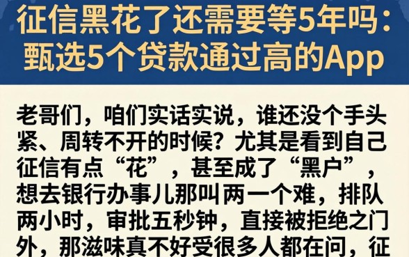 征信黑花了还需要等5年吗，甄选5个贷款通过高的app
