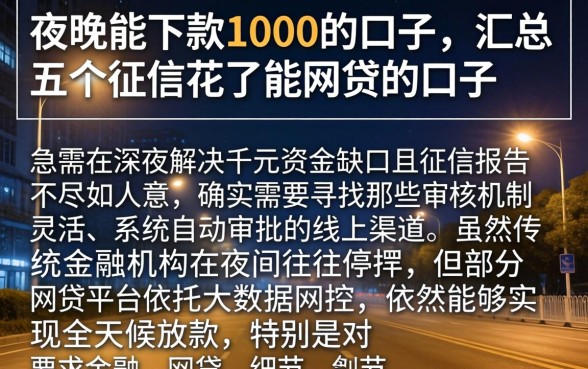 夜晚能下款1000的口子，汇总五个征信花了能网贷的口子