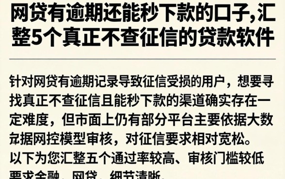 网贷有逾期还能秒下款的口子，汇整5个真正不查征信的贷款软件