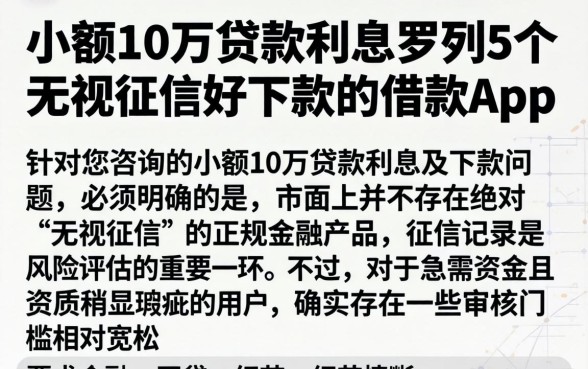小额10万贷款利息，罗列5个无视征信好下款的借款app