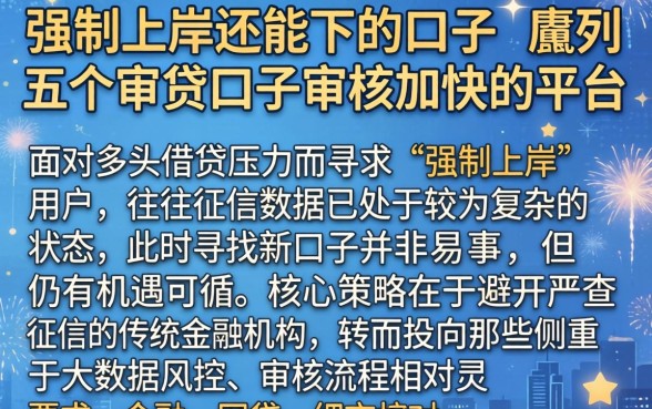 强制上岸还能下的口子，胪列五个审贷口子审核加快的平台