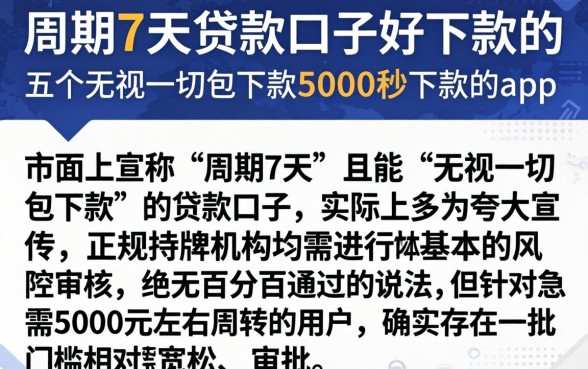 周期7天的贷款口子好下款的，概括五个无视一切包下款5000秒下款的app