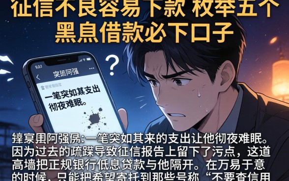 征信不良容易下款，枚举五个黑户借款必下口子