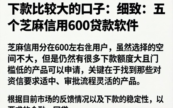 下款比较大的口子，细致阐述五个芝麻信用600贷款软件