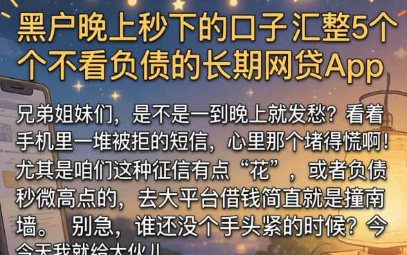 黑户晚上秒下的口子，汇整5个不看负债的长期网贷app