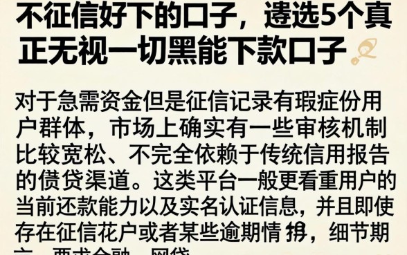 不征信好下的口子，遴选5个真正无视一切黑能下款口子