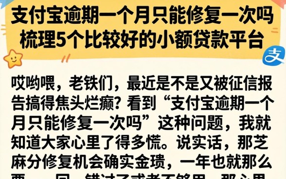 支付宝逾期一个月只能修复一次吗，梳理5个比较好的小额贷款平台