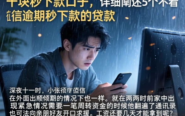 1千块秒下款口子，详细阐述5个不看征信逾期秒下款的贷款