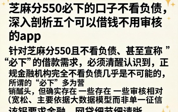 芝麻分550必下的口子不看负债，深入剖析五个可以借钱不用审核的app