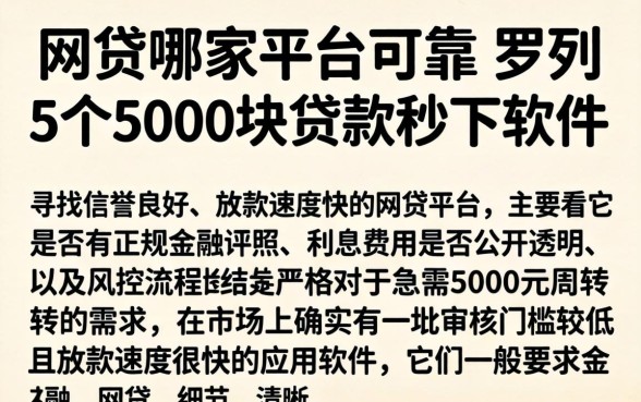 网贷哪家平台可靠，罗列5个5000块贷款秒下软件