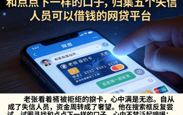 和点点下一样的口子，归集五个失信人员可以借钱的网贷平台