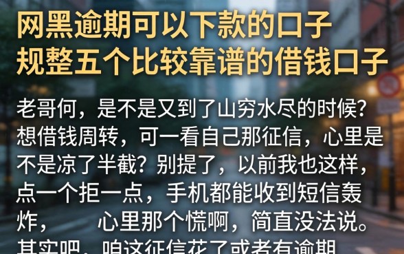 网黑逾期可以下款的口子，规整五个比较靠谱的借钱口子