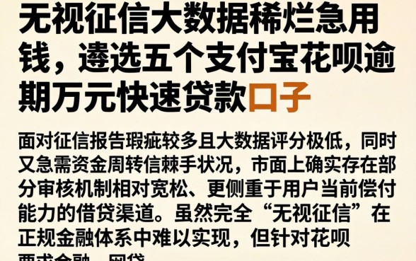 无视征信大数据稀烂急用钱，遴选五个支付宝花呗逾期万元快速贷款口子