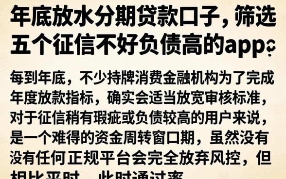 年底放水分期贷款口子，筛选五个征信不好负债高的app
