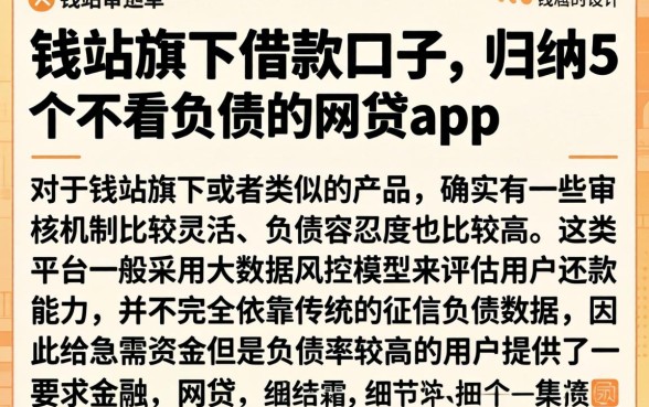 钱站旗下借款口子,归纳5个不看负债的网贷app