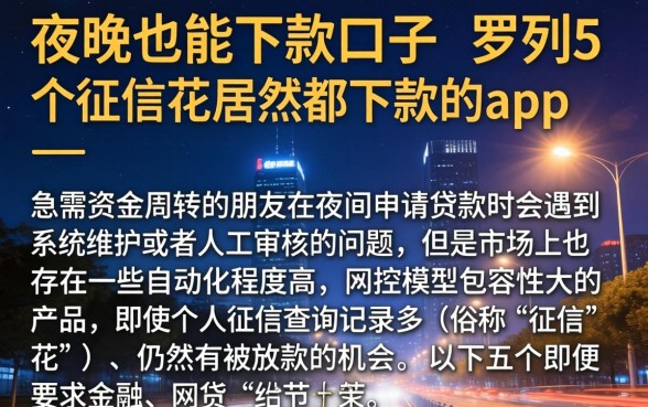 夜晚也能下款的口子，罗列5个征信花居然都下款的app