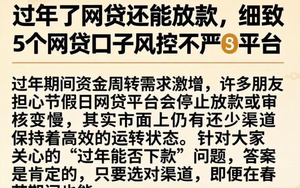 过年了网贷还能放款,细致阐述5个网贷口子风控不严的平台