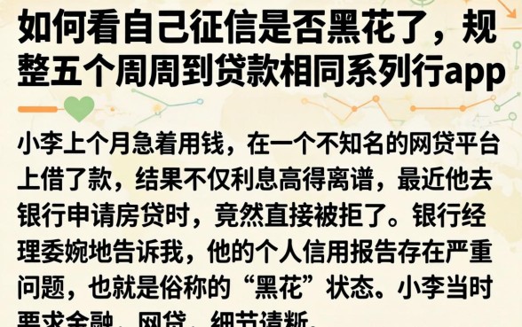 如何看自己征信是否黑花了，规整五个周周到贷款相同系列的app