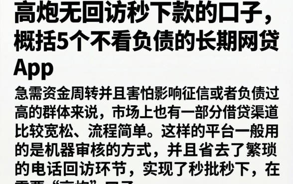 高炮无回访秒下款的口子，概括5个不看负债的长期网贷app