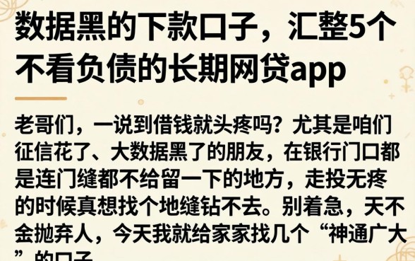 数据黑的下款口子，汇整5个不看负债的长期网贷app