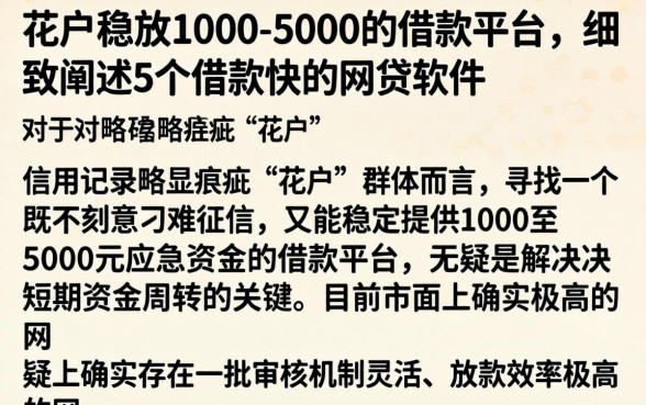 花户稳放1000-5000的借款平台，细致阐述5个借款快的网贷软件