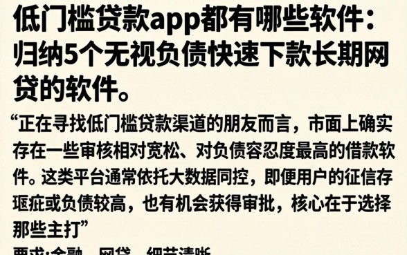 低门槛贷款app都有哪些软件,归纳5个无视负债快速下款长期网贷的软件