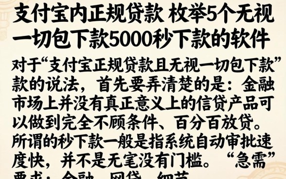 支付宝内正规贷款，枚举5个无视一切包下款5000秒下款的软件