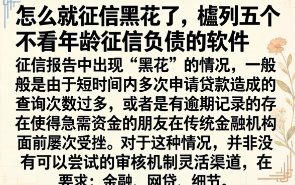怎么就征信黑花了，胪列五个不看年龄征信负债的软件