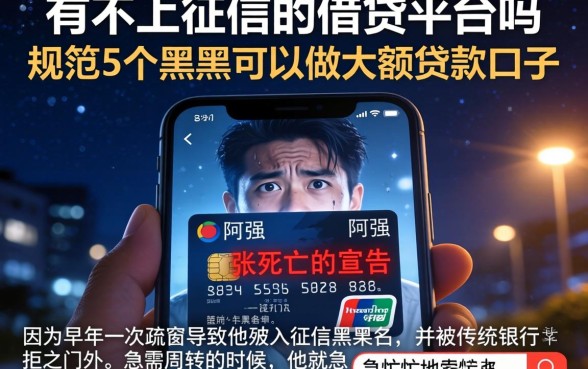 有不上征信的借贷平台吗，规整5个黑户可以做大额贷款口子