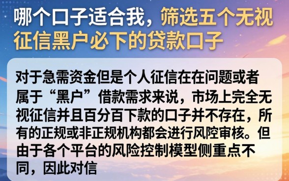 哪个口子适合我,筛选五个无视征信黑户必下的贷款口子
