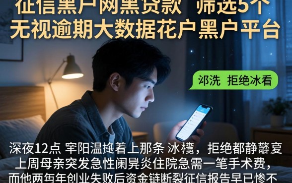 征信黑户网黑贷款,筛选5个无视逾期大数据花户黑户平台