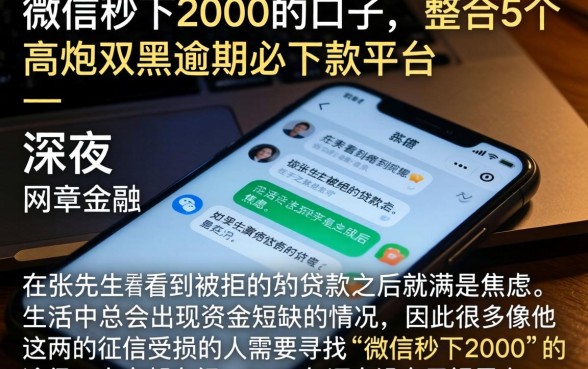 微信秒下2000的口子，整合5个高炮双黑逾期必下款平台