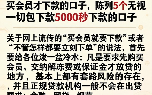 买会员才下款的口子，陈列5个无视一切包下款5000秒下款的口子